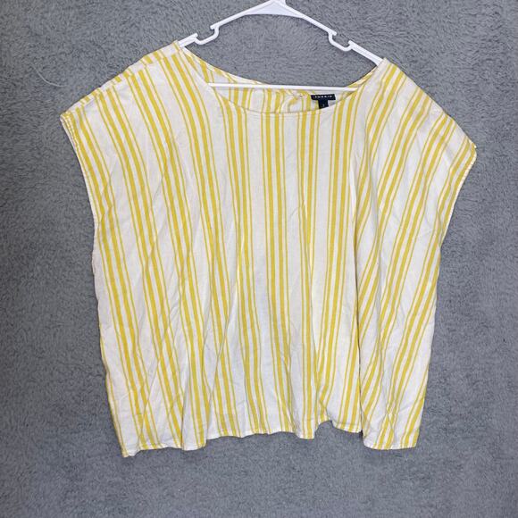 torrid Tops - Torrid womens 2X short sleeve yellow striped linen blend open back vacation
